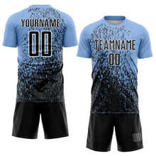 Load image into Gallery viewer, Custom Light Blue Black-White Abstract Fragment Art Sublimation Soccer Uniform Jersey