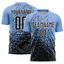 Load image into Gallery viewer, Custom Light Blue Black-White Abstract Fragment Art Sublimation Soccer Uniform Jersey