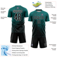 Load image into Gallery viewer, Custom Teal Black-White Abstract Fragment Art Sublimation Soccer Uniform Jersey