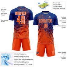 Load image into Gallery viewer, Custom Royal Orange-White Abstract Fragment Art Sublimation Soccer Uniform Jersey