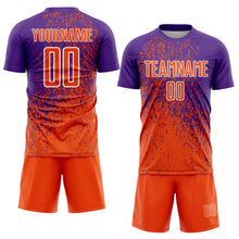 Load image into Gallery viewer, Custom Purple Orange-White Abstract Fragment Art Sublimation Soccer Uniform Jersey