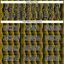 Load image into Gallery viewer, Custom Black Yellow-White Geometric Shape Sublimation Soccer Uniform Jersey