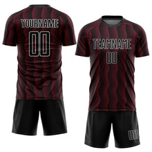 Load image into Gallery viewer, Custom Black Crimson-White Geometric Shape Sublimation Soccer Uniform Jersey