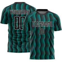 Load image into Gallery viewer, Custom Black Aqua-White Geometric Shape Sublimation Soccer Uniform Jersey
