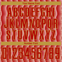 Load image into Gallery viewer, Custom Red Old Gold-White Geometric Shape Sublimation Soccer Uniform Jersey