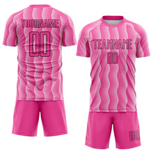 Load image into Gallery viewer, Custom Pink Black-White Geometric Shape Sublimation Soccer Uniform Jersey
