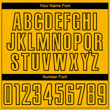 Load image into Gallery viewer, Custom Gold Black Geometric Shape Sublimation Soccer Uniform Jersey