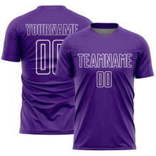 Load image into Gallery viewer, Custom Purple White Geometric Shape Sublimation Soccer Uniform Jersey