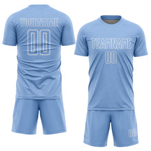 Load image into Gallery viewer, Custom Light Blue White Geometric Shape Sublimation Soccer Uniform Jersey