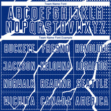 Load image into Gallery viewer, Custom Royal White Lightning Sublimation Soccer Uniform Jersey