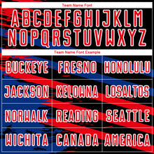 Load image into Gallery viewer, Custom Fire Red Royal-Black Line Sublimation Soccer Uniform Jersey