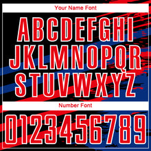 Load image into Gallery viewer, Custom Fire Red Royal-Black Line Sublimation Soccer Uniform Jersey