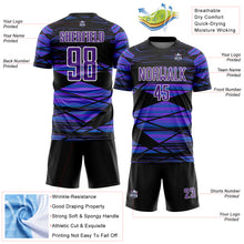 Load image into Gallery viewer, Custom Black Purple-White Line Sublimation Soccer Uniform Jersey