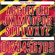 Load image into Gallery viewer, Custom Red Gold-Black Splash Sublimation Soccer Uniform Jersey