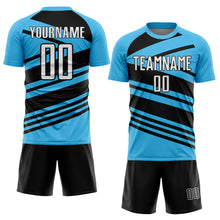 Load image into Gallery viewer, Custom Sky Blue White-Black Line Sublimation Soccer Uniform Jersey