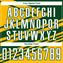 Load image into Gallery viewer, Custom Gold White-Green Line Sublimation Soccer Uniform Jersey