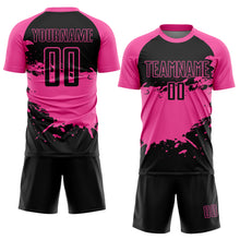 Load image into Gallery viewer, Custom Black Pink-White Splash Sublimation Soccer Uniform Jersey