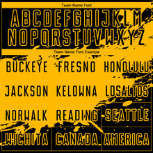 Load image into Gallery viewer, Custom Black Gold Splash Sublimation Soccer Uniform Jersey