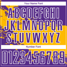 Load image into Gallery viewer, Custom Purple Gold-White Splash Sublimation Soccer Uniform Jersey