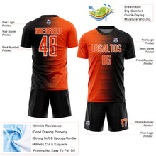 Load image into Gallery viewer, Custom Black Orange-White Gradient Line Sublimation Soccer Uniform Jersey