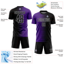 Load image into Gallery viewer, Custom Black Purple-White Gradient Line Sublimation Soccer Uniform Jersey