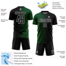 Load image into Gallery viewer, Custom Black Green-White Gradient Line Sublimation Soccer Uniform Jersey