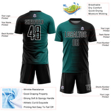 Load image into Gallery viewer, Custom Black Teal-White Gradient Line Sublimation Soccer Uniform Jersey