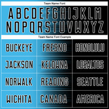 Load image into Gallery viewer, Custom Black Sky Blue-White Gradient Line Sublimation Soccer Uniform Jersey
