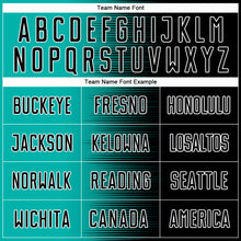 Load image into Gallery viewer, Custom Black Aqua-White Gradient Line Sublimation Soccer Uniform Jersey