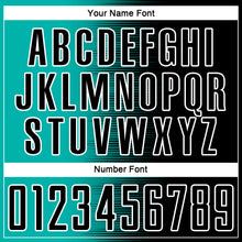 Load image into Gallery viewer, Custom Black Aqua-White Gradient Line Sublimation Soccer Uniform Jersey