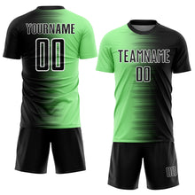 Load image into Gallery viewer, Custom Black Pea Green-White Gradient Line Sublimation Soccer Uniform Jersey