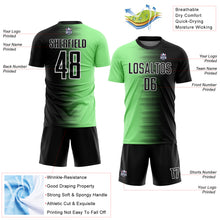 Load image into Gallery viewer, Custom Black Pea Green-White Gradient Line Sublimation Soccer Uniform Jersey