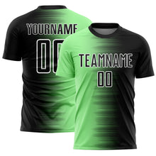 Load image into Gallery viewer, Custom Black Pea Green-White Gradient Line Sublimation Soccer Uniform Jersey