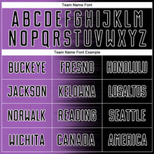 Load image into Gallery viewer, Custom Black Medium Purple-White Gradient Line Sublimation Soccer Uniform Jersey