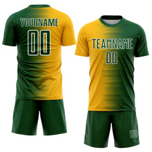 Load image into Gallery viewer, Custom Green Gold-White Gradient Line Sublimation Soccer Uniform Jersey