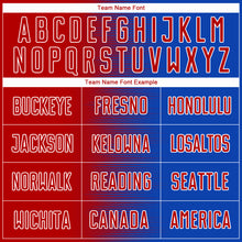 Load image into Gallery viewer, Custom Thunder Blue Red-White Gradient Line Sublimation Soccer Uniform Jersey