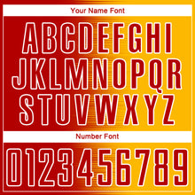 Load image into Gallery viewer, Custom Red Gold-White Gradient Line Sublimation Soccer Uniform Jersey