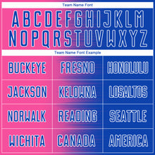 Load image into Gallery viewer, Custom Thunder Blue Pink-White Gradient Line Sublimation Soccer Uniform Jersey
