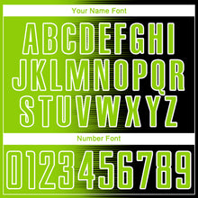 Load image into Gallery viewer, Custom Black Neon Green-White Gradient Line Sublimation Soccer Uniform Jersey