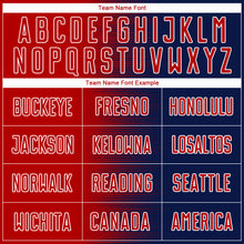 Load image into Gallery viewer, Custom Navy Red-White Gradient Line Sublimation Soccer Uniform Jersey