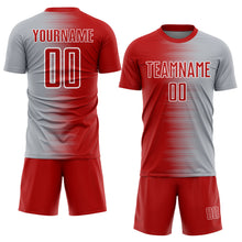 Load image into Gallery viewer, Custom Red Gray-White Gradient Line Sublimation Soccer Uniform Jersey