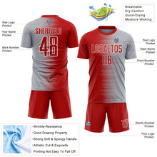 Load image into Gallery viewer, Custom Red Gray-White Gradient Line Sublimation Soccer Uniform Jersey