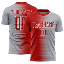 Load image into Gallery viewer, Custom Red Gray-White Gradient Line Sublimation Soccer Uniform Jersey