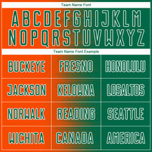 Load image into Gallery viewer, Custom Kelly Green Orange-White Gradient Line Sublimation Soccer Uniform Jersey