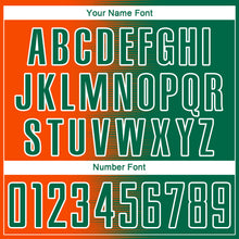 Load image into Gallery viewer, Custom Kelly Green Orange-White Gradient Line Sublimation Soccer Uniform Jersey