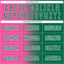 Load image into Gallery viewer, Custom Kelly Green Pink-White Gradient Line Sublimation Soccer Uniform Jersey