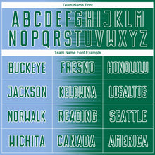 Load image into Gallery viewer, Custom Kelly Green Light Blue-White Gradient Line Sublimation Soccer Uniform Jersey