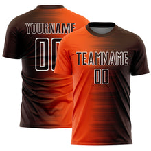 Load image into Gallery viewer, Custom Brown Orange-White Gradient Line Sublimation Soccer Uniform Jersey