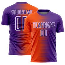 Load image into Gallery viewer, Custom Purple Orange-White Gradient Line Sublimation Soccer Uniform Jersey