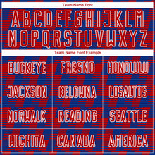 Load image into Gallery viewer, Custom Royal Red-White Line Sublimation Soccer Uniform Jersey